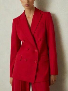 Reiss Anna double breasted wool blend tux blazer size 0